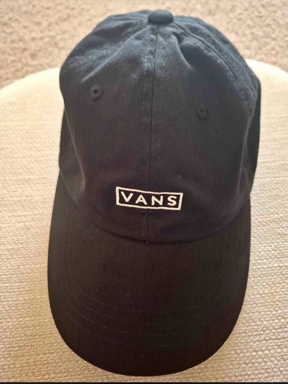 Vans Black Baseball Cap with White Box Logo